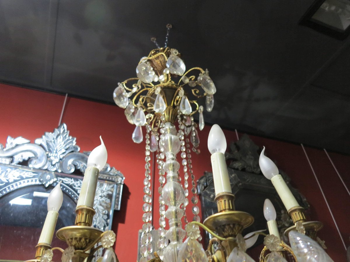 1900 ′ 2 Bronze And Crystal Chandeliers 6 And 8 Arms Same Models-photo-2