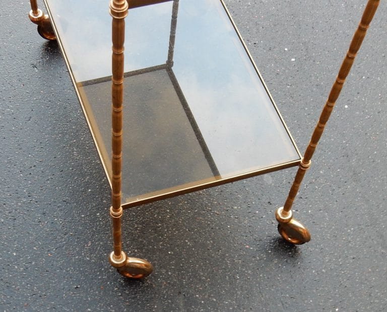 1950/70 'serving Trolley In Brass And Smoked Glass Maison Baguès-photo-3