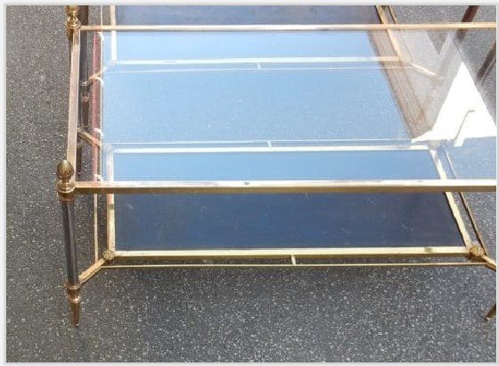 1950/70 'pair Of Maison Jansen Leather Coffee Tables 93 X 48 Xh 49 Cm-photo-4