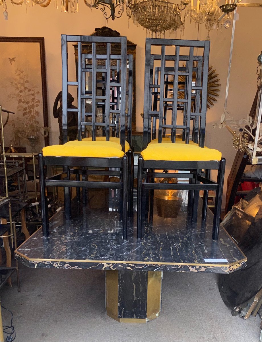 1970′ Jean Claude Mahey Pour Paco Rabanne Table Salle à Manger 220 X 112 Cm Marbre Portor-photo-5