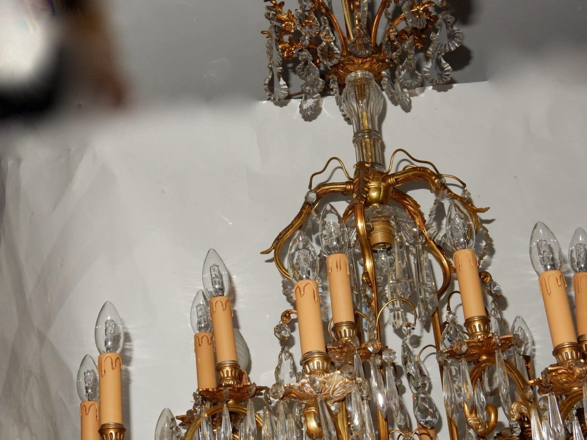 Cage Chandelier In Gilt Bronze 10 Arms 21 Light-photo-2