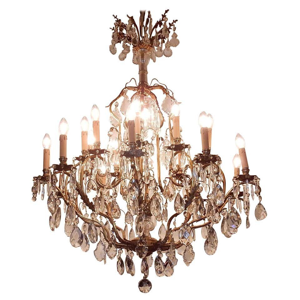 Cage Chandelier In Gilt Bronze 10 Arms 21 Light