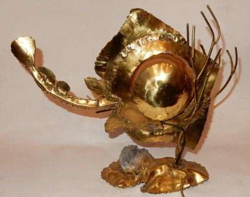 1970 ′ Lamp A La Raie In Bronze And Agate And Rock Crystal Dlg Brasseur, Faure Signed Laudrain-photo-2