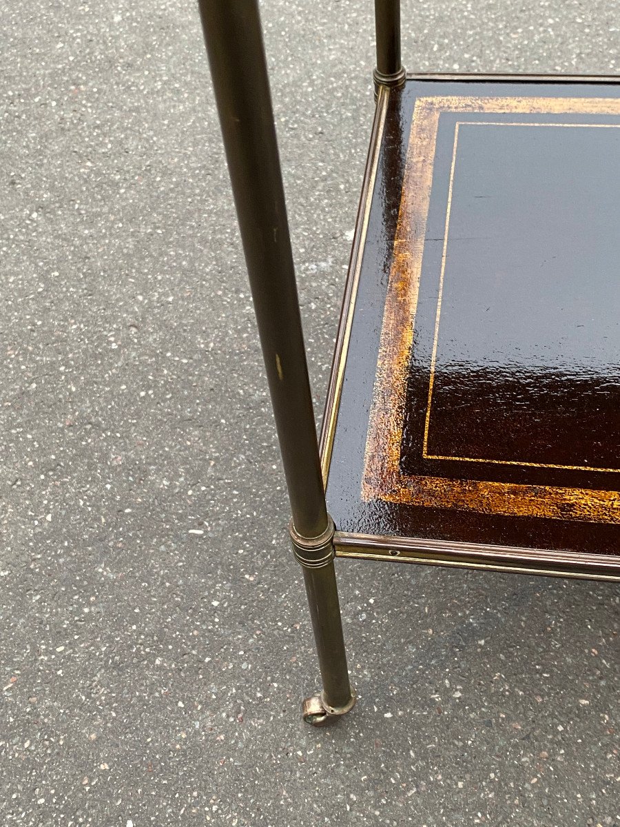 1950 ′ Maison Jansen Table In Patinated Bronze With Coromandel Chinese Lacquer Trays 47x37xh59cm-photo-3