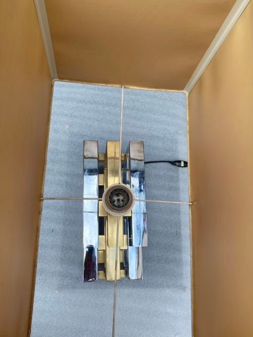 1970 Dlg Lamp Willy Rizzo Gold And Chrome Metal H 72 Cm-photo-2