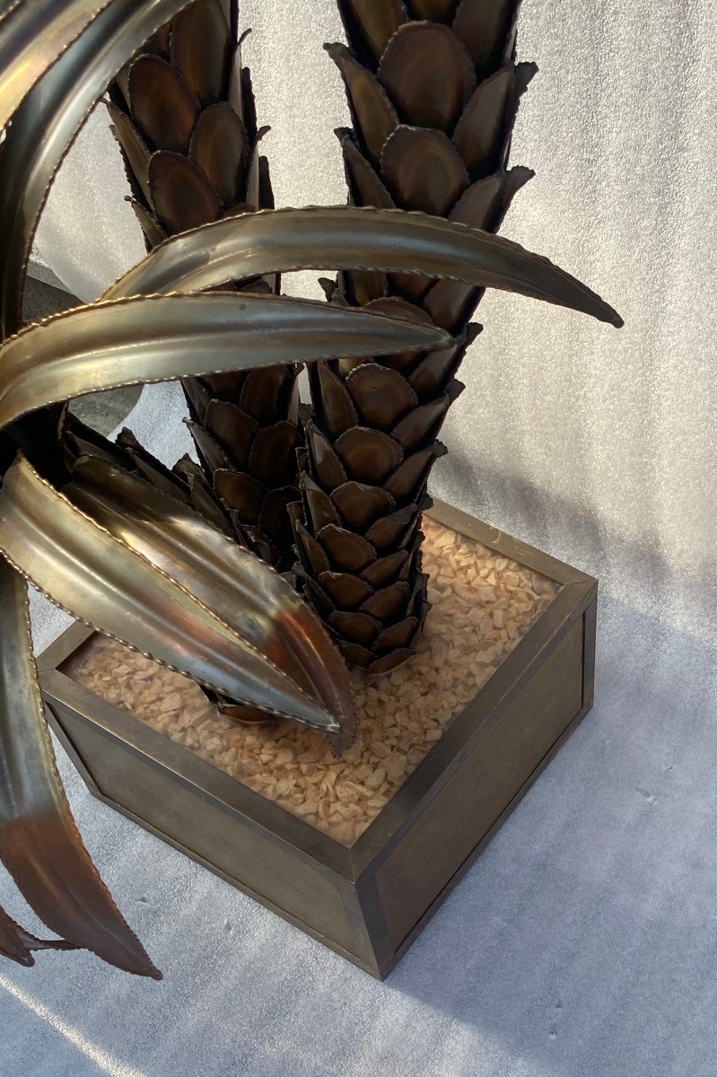 1970′ Palm Tree Floor Lamp In Brass And Patinated Iron Maison Jansen 3 Heads Brutalist Style H170cm-photo-7