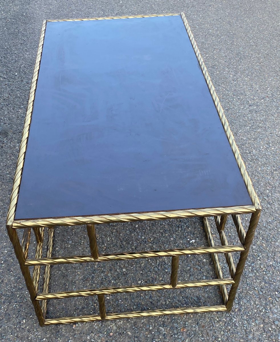 1970′ Coffee Table In Oxidized Bronze Lacquer Tray 120 X 60 Xh 45 Cm-photo-2