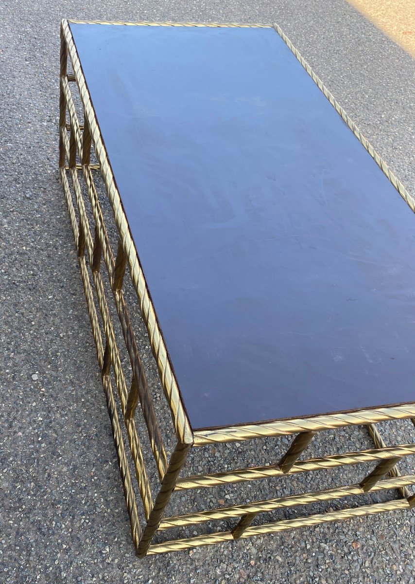 1970′ Coffee Table In Oxidized Bronze Lacquer Tray 120 X 60 Xh 45 Cm-photo-3