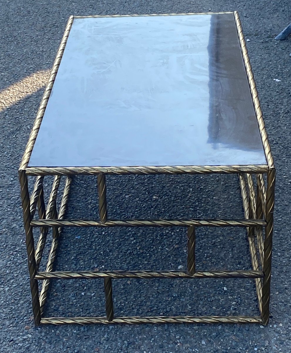 1970′ Coffee Table In Oxidized Bronze Lacquer Tray 120 X 60 Xh 45 Cm-photo-1