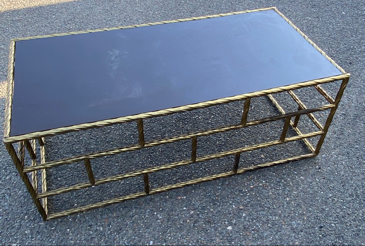 1970′ Coffee Table In Oxidized Bronze Lacquer Tray 120 X 60 Xh 45 Cm-photo-2