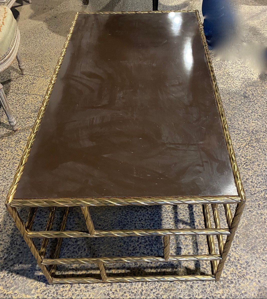 1970′ Coffee Table In Oxidized Bronze Lacquer Tray 120 X 60 Xh 45 Cm-photo-6