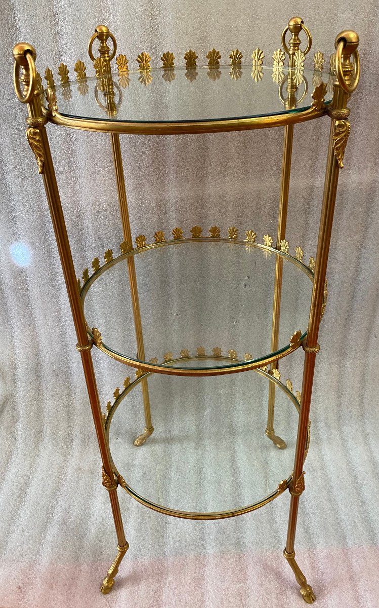 1950/70′ Round Gilt Bronze Server 3 Trays In The Style Of  Weisweiler