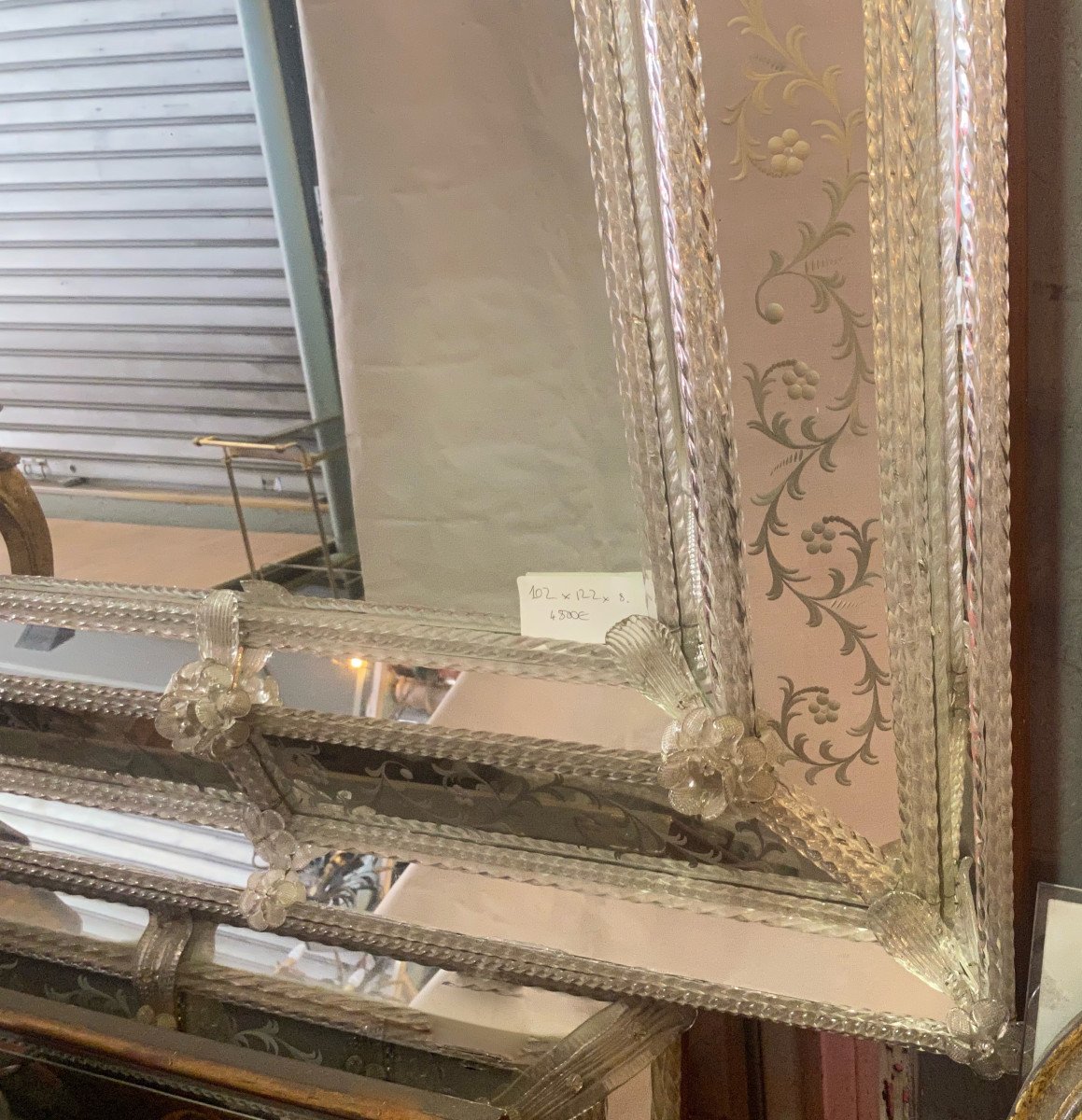 1950/70′ Veronese Style Murano Mirror Rectangular Pareclose With Reserve 102 X 122 Cm-photo-4