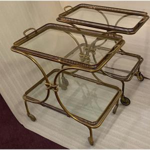 1970′ Pair Of Rolling Bar Bronze And Golden Brass Maison Baguès Or Charles Or Jansen Neoclassic