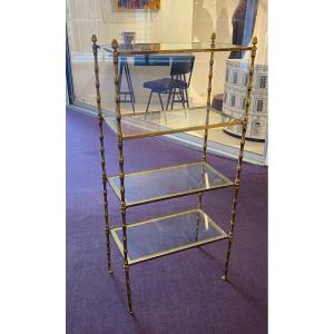 1970′ Bronze Shelf With 4 Levels Maison Baguès Glass Trays 31 X 56 H 118 Cm