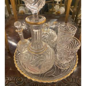 1900′ Service De Nuit Baccarat Signé 6 Piéces Avec Dorure