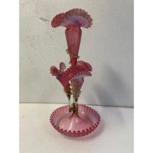 1880/1900 Bouquetiere In Opalescent Glass With 4 Cornets N3