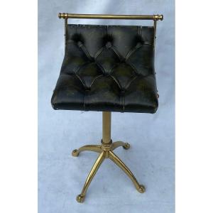 1970′ Bronze And Leather Musician Chair