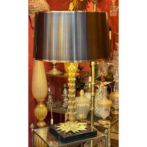 1965′ Maison Charles Lampe Palmier En Bronze Non Signée