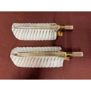 1950/70 Paire D’Appliques Style BAROVIER & TOSO Ou Véronèse Pour Arbus Cristal de Murano 43 H