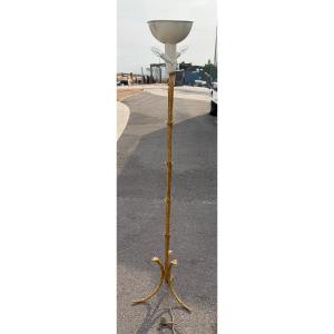 1970′ Lampadaire En Bronze Maison Charles Decor Palmier H 180 cm