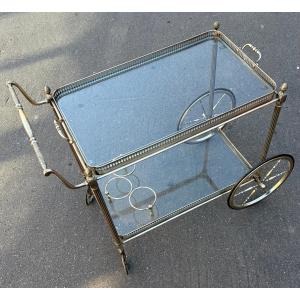 1950s–70s Bagués Rolling Serving Cart In Brass And Silver-plated Bronze With Pine Cones