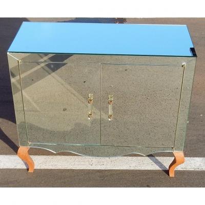 1940/50 ′ Art Deco Sideboard Mirror 2 Doors 2 Glass Handles