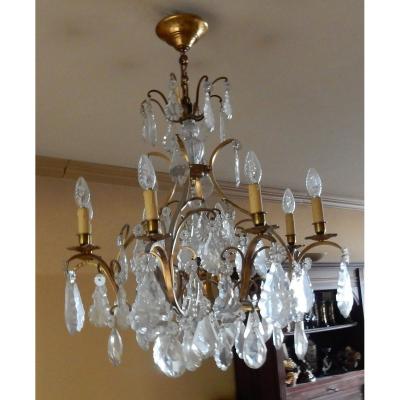 1950 ′ Cage Chandelier Louis XV Style A 8 Lights And Baccarat Crystal