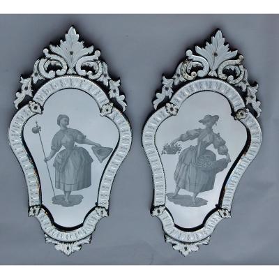 1920/40 Pair Of Mirrors With Elegant