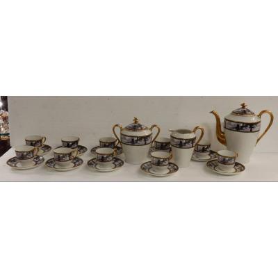 1952 ′ Limoges Coffee Service 13 Pieces Allegory Of The Night, Owl, Black Moon, Etc….