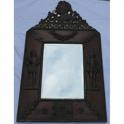 1900' Miroir De Style Médiéval Décor Armures