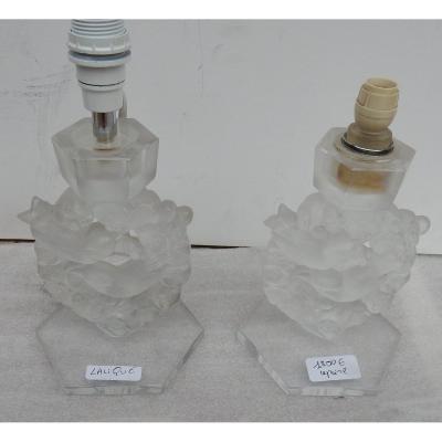 1950/70 Pair Of Lamps With Tits Signed Lalique