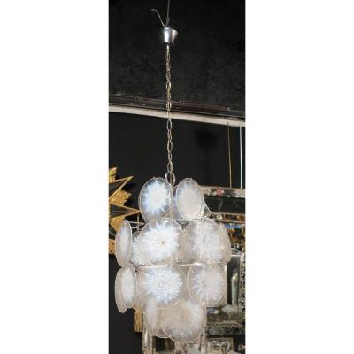 1950/70 ′ Vistosi Chandelier 24 Opalescent Crystals