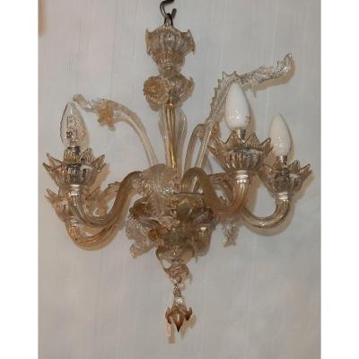 1900/20 Murano Crystal Chandelier 5 Branches