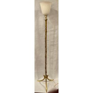 1970 ′ Floor Lamp In Gilt Bronze Maison Charles Or Agostini Palm Tree Model