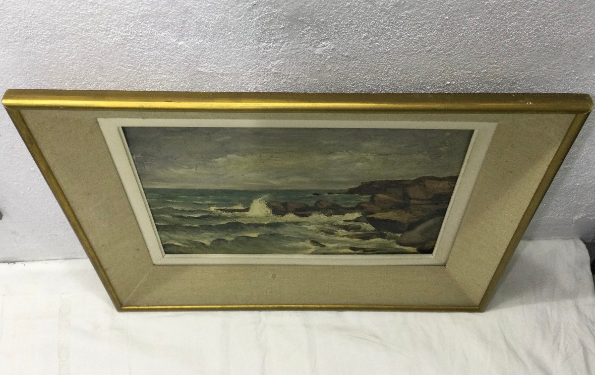 A. Ledieu - Oil "seascape"-photo-2