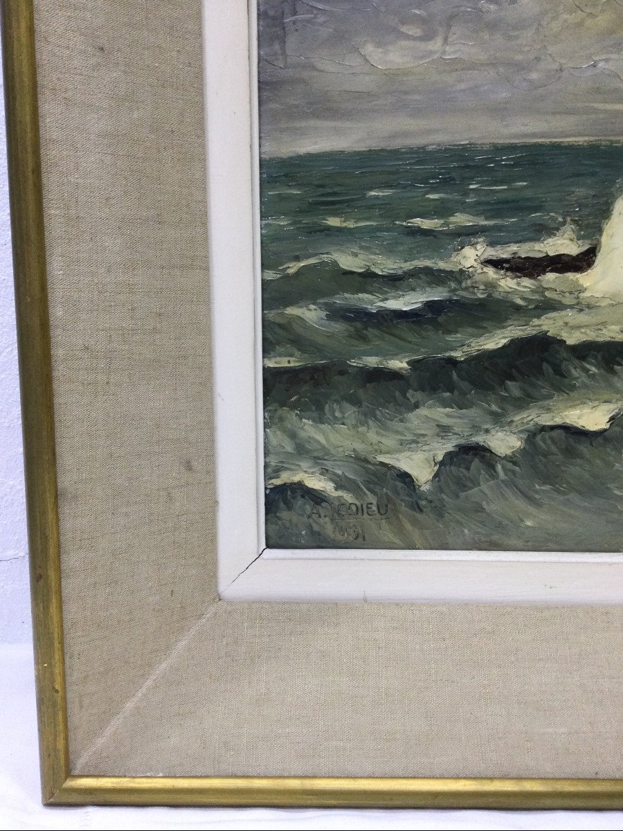 A. Ledieu - Oil "seascape"-photo-1