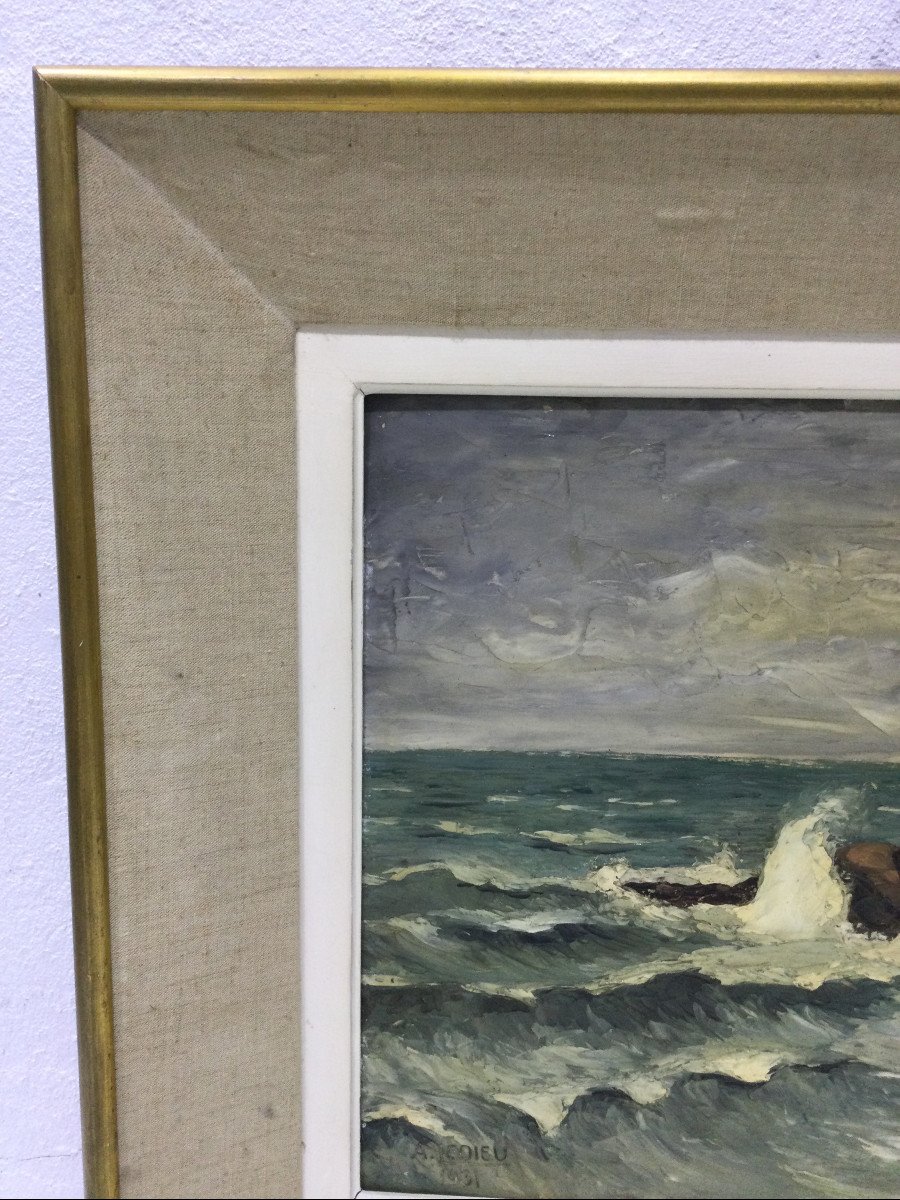 A. Ledieu - Oil "seascape"-photo-2