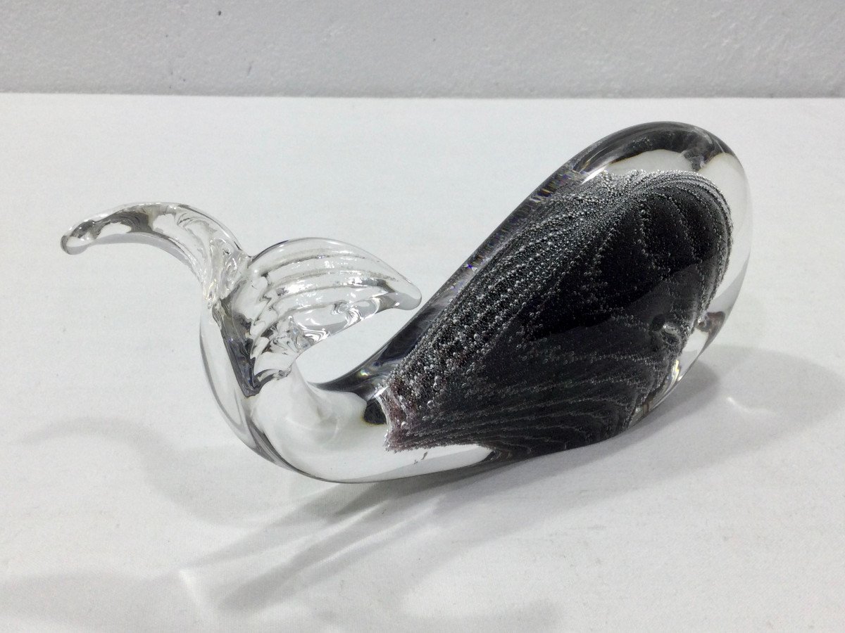 Ronneby Sweden - Crystal Whale Paperweight-photo-2