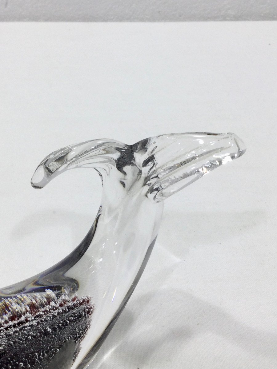 Ronneby Sweden - Crystal Whale Paperweight-photo-4