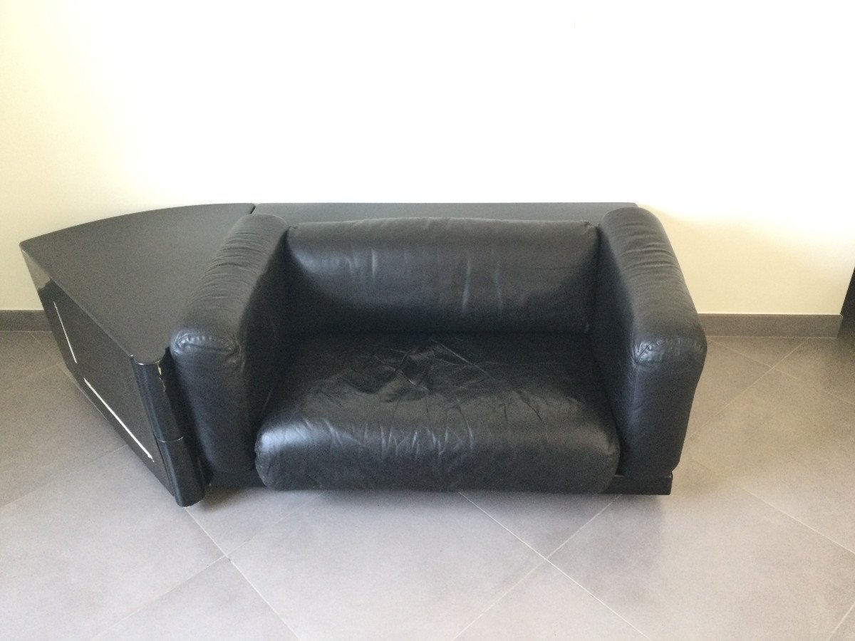Cini Boeri - Small Gradual Lounge Sofa Black Leather Knoll/gavina