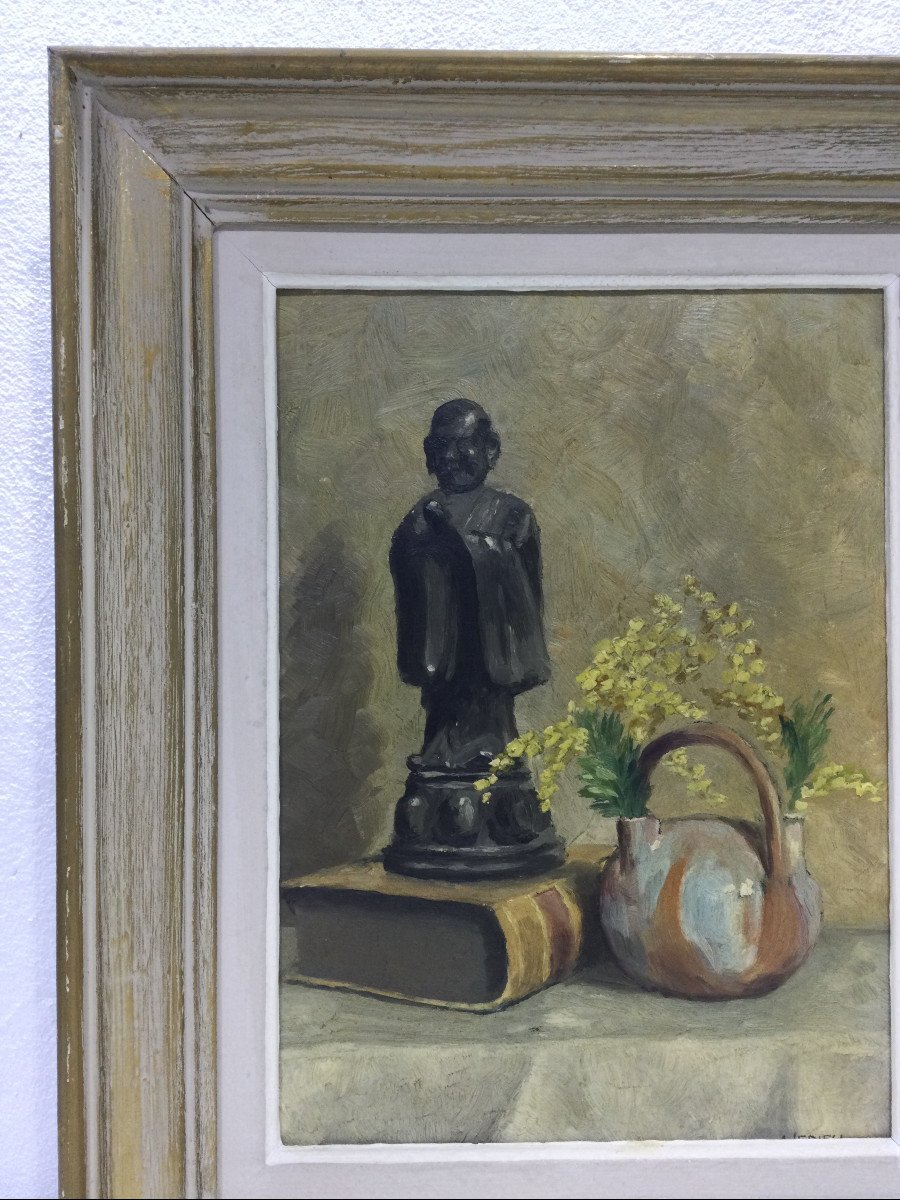 At . Ledieu Oil On Canvas "still Life"-photo-2