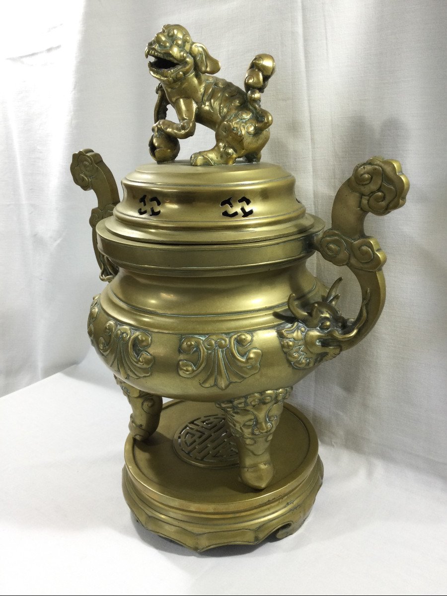 Chine - Brule Parfum En Bronze-photo-3