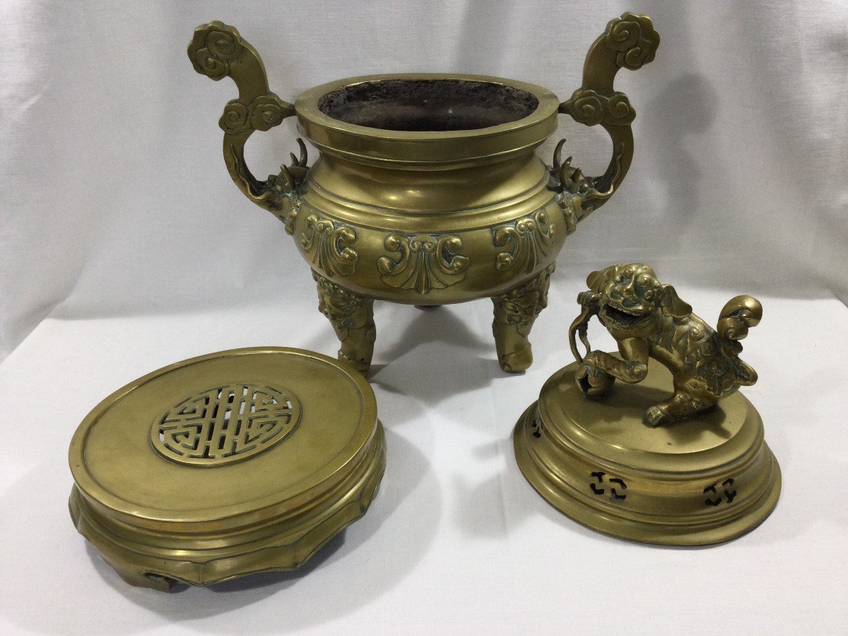 Chine - Brule Parfum En Bronze-photo-4