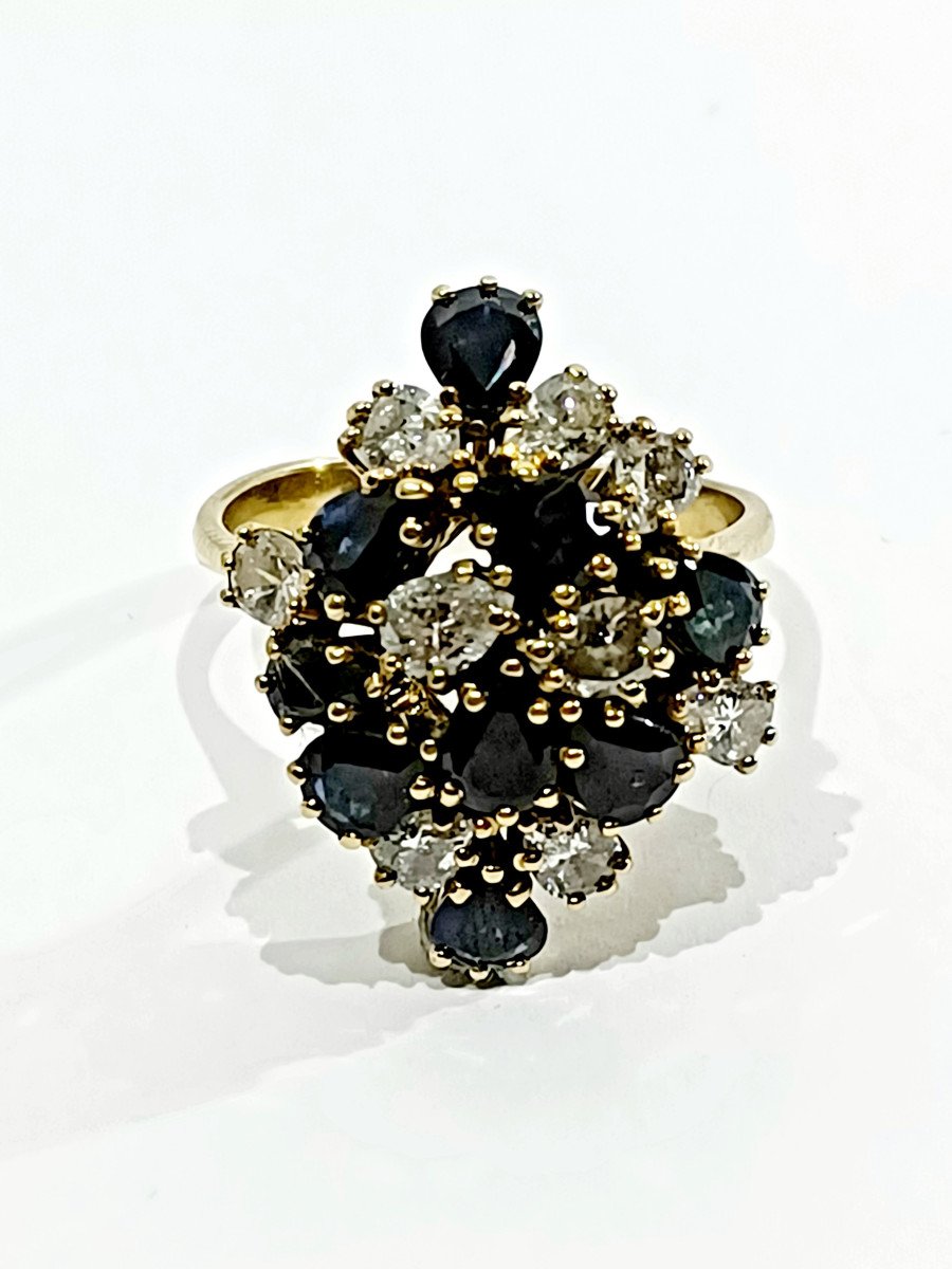 Diamond And Sapphire Gold Ring-photo-2