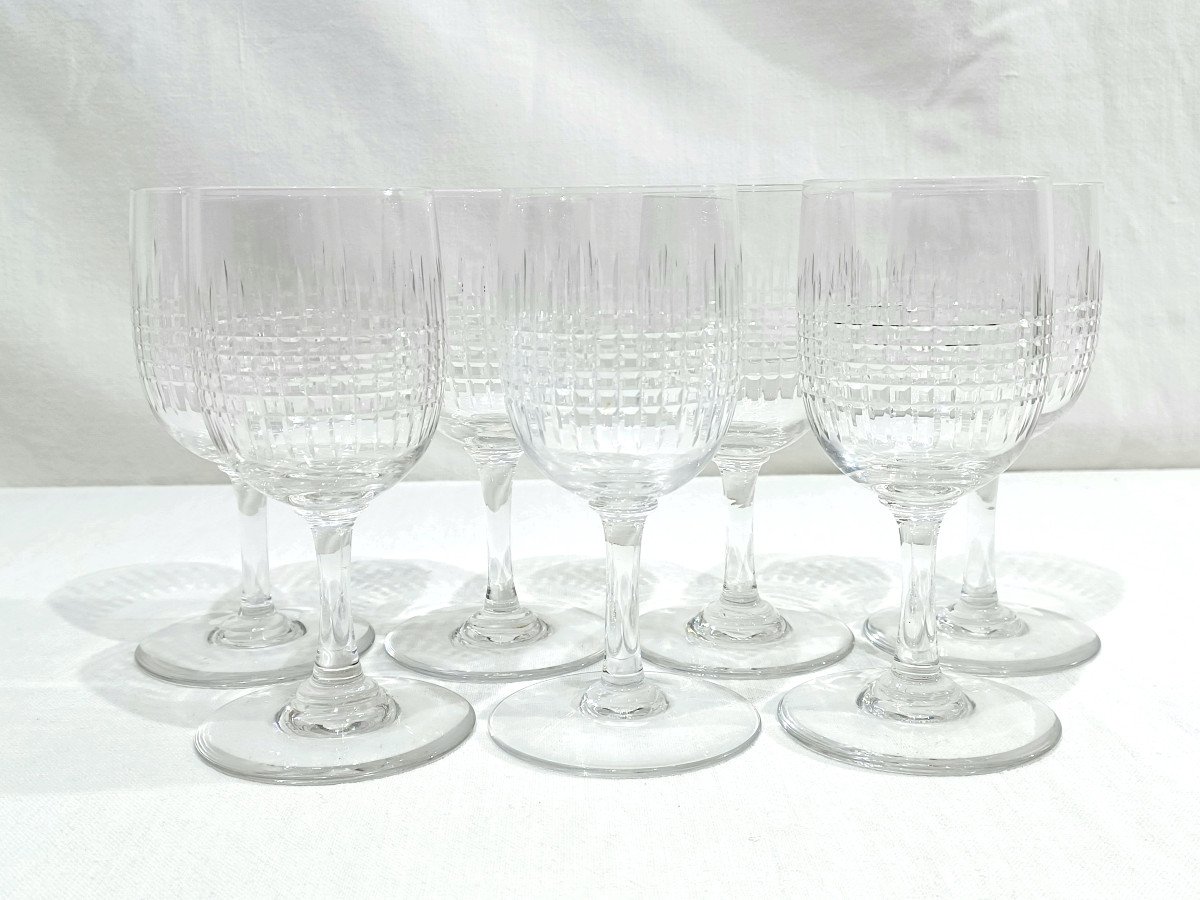 Baccarat – 7 Nancy White Wine Glasses-photo-2