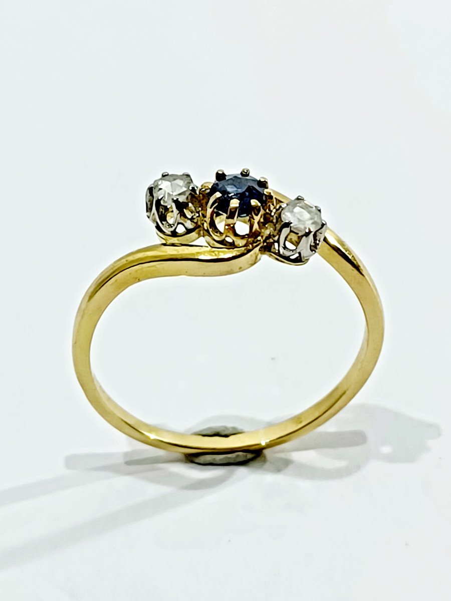 White And Blue Sapphire Gold Ring-photo-4