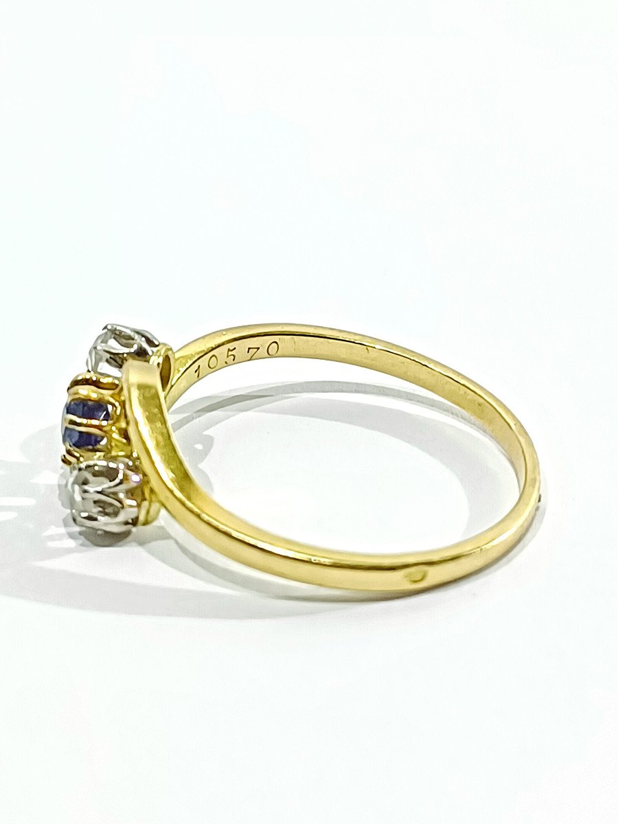 White And Blue Sapphire Gold Ring-photo-2