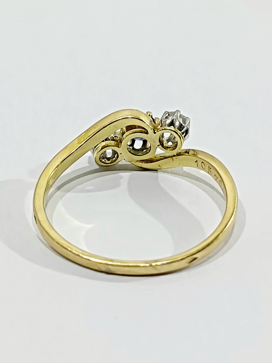 White And Blue Sapphire Gold Ring-photo-3