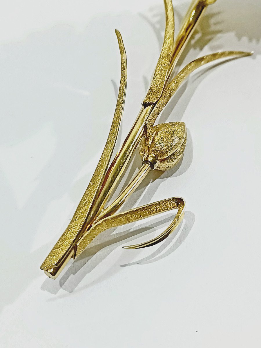 Broche Fleur En Or Et Saphir Rose-photo-5